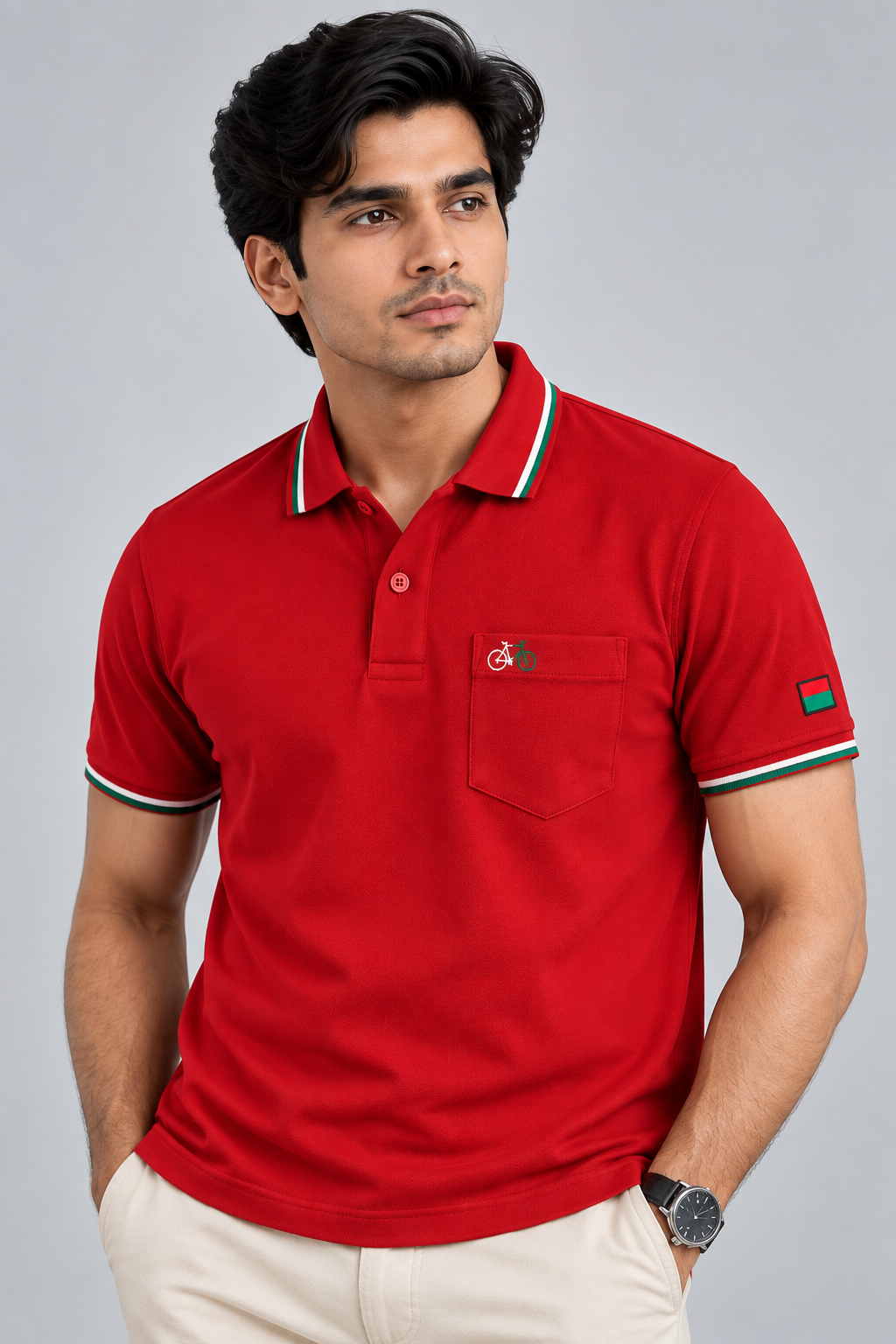 Samajwadi Ekta Red Polo T-Shirt For Mens Red