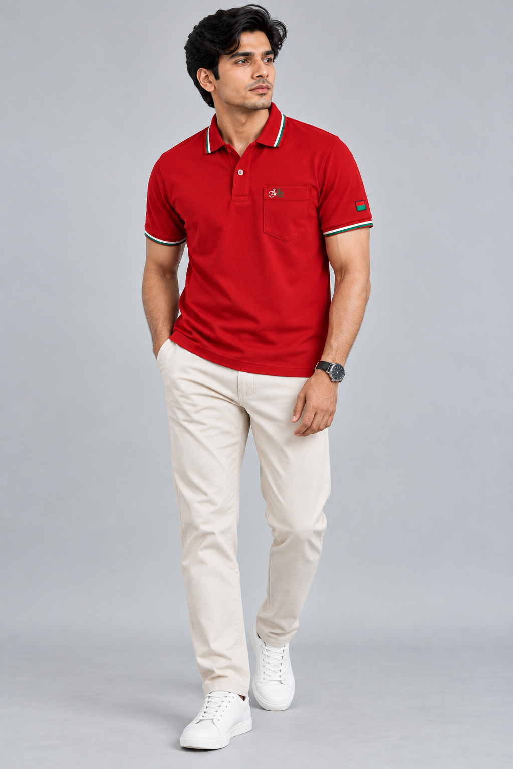 Samajwadi Ekta Red Polo T-Shirt For Mens Red