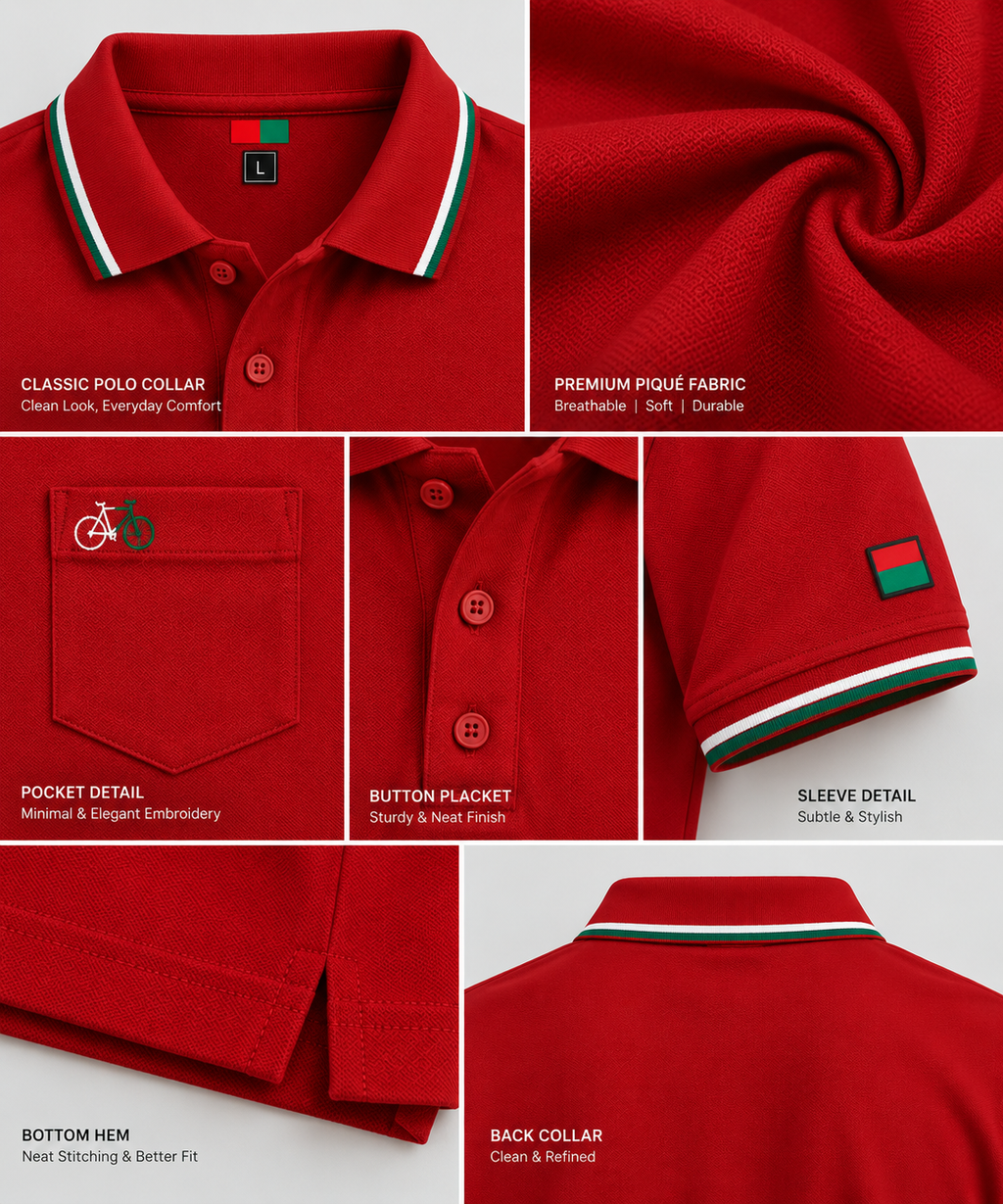 Samajwadi Ekta Red Polo T-Shirt For Mens Red